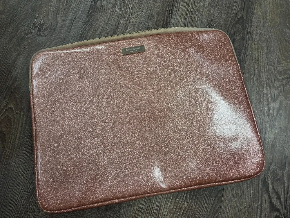 Kate Spade New York Rose Gold Glitter Sleeve for 13” Laptop Padded Zippered